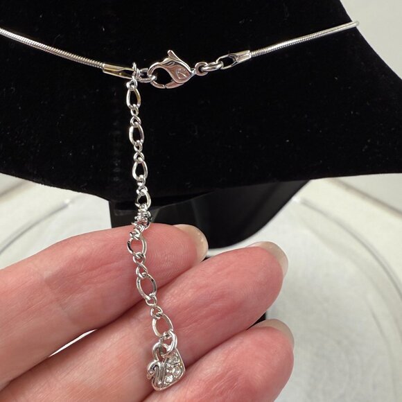 Swarovski Silver Tone Double Circle Pendant Necklace - Picture 4 of 6